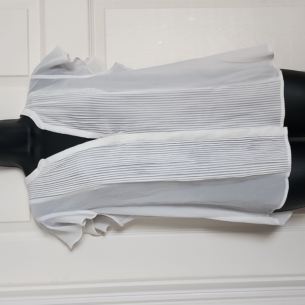 H&M Pin Tucked Flutter Sleeve Button Up Blouse